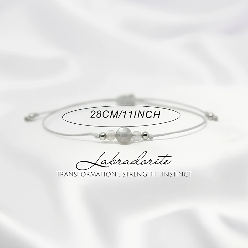 Handmade Adjustable Rope Bracelet with Natural August Birthstone